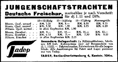 Werbung der Fa. Tadep 1932
