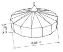 TORTUGA Groß-Jurte 810 / 165 cm, TC280 / KD38, Halbdächer, schwarz, TK, ohne Mittelstangen