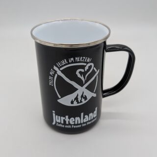 Jurtenland Emaille-Tasse Becher Zelte mit Feuer im Herzen, 550 ml